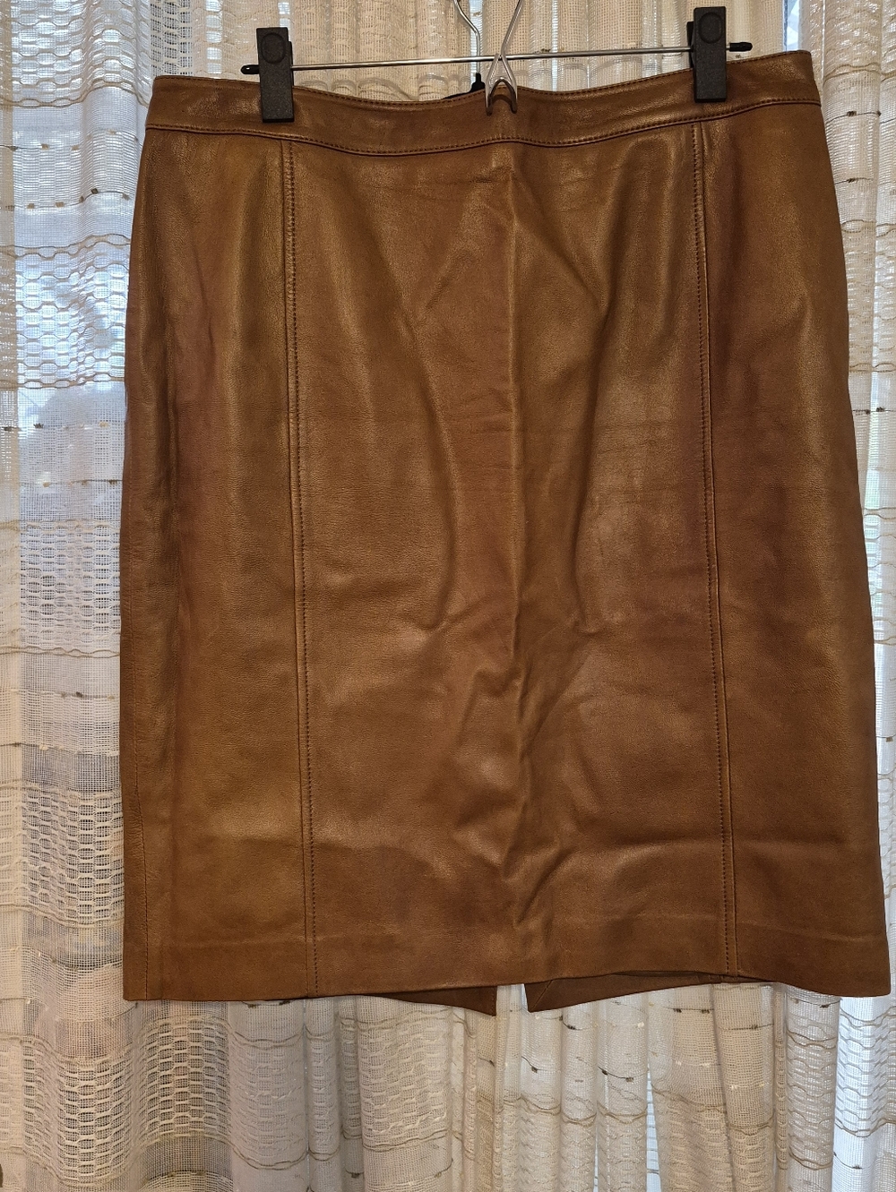Talbots Cognac Leather Pencil Skirt
